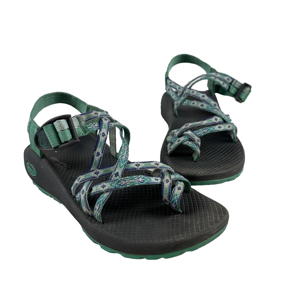 Chaco Z/Cloud 2 Sandals Womens 8 Green Patterned Toe Loop Hiking Strappy J105114